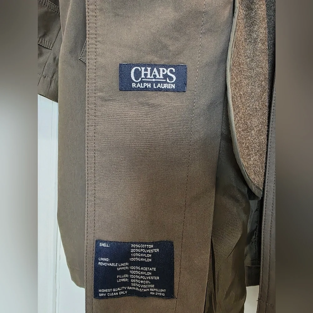 Chaps Ralph Lauren Men's Olive Green Trench Coat